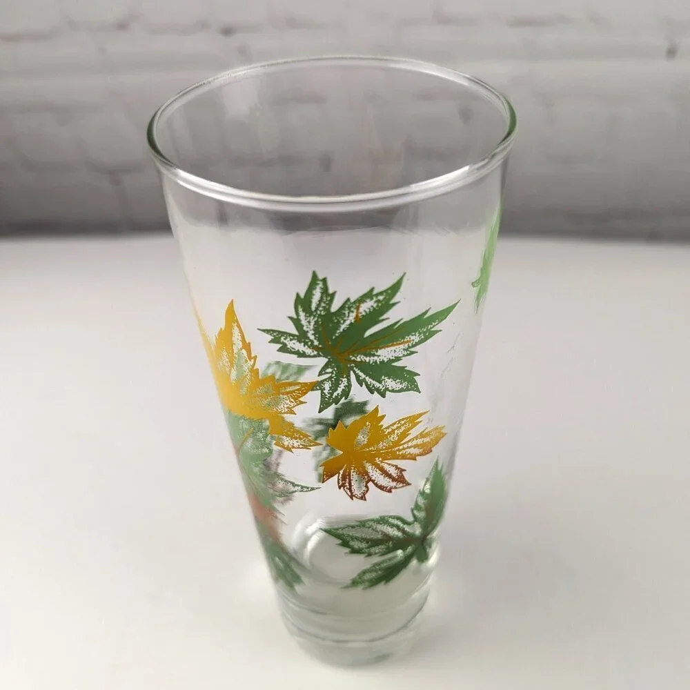 Vintage 50s Maple Leaves Highball Glass